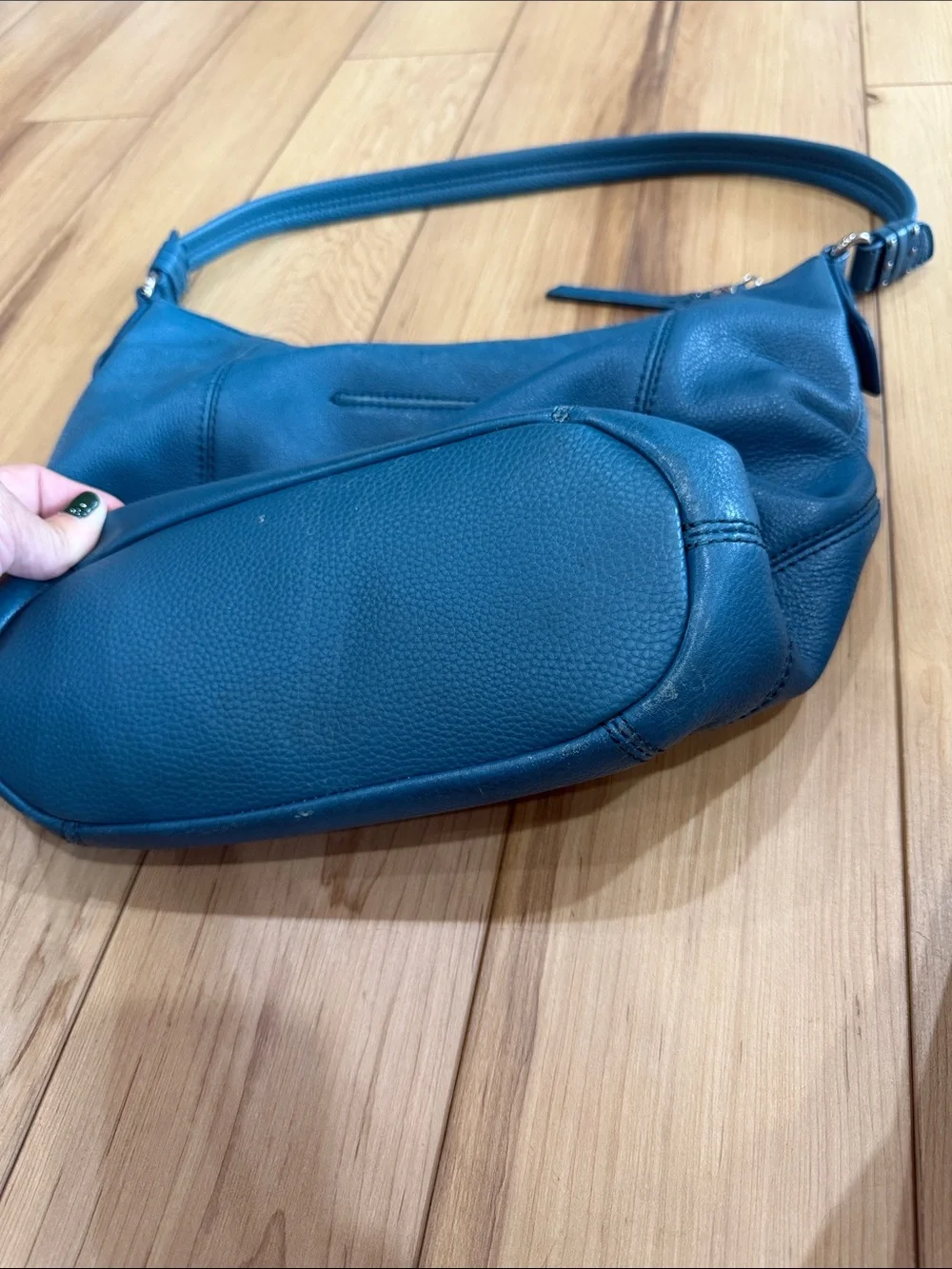 The Sak Teal Pebbled Leather Hobo Shoulder Bag